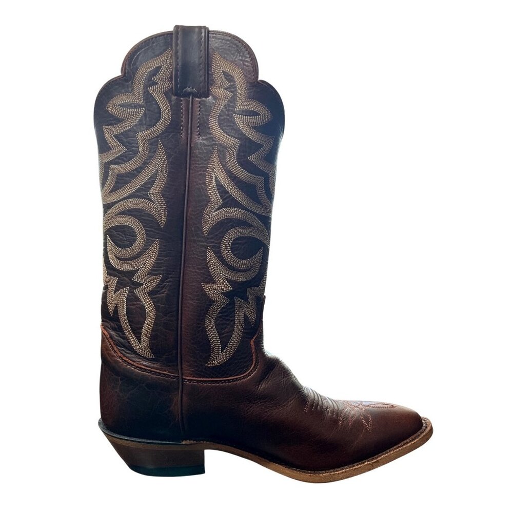 Justin Womens Western Boots Bent Rail 13" Brown BRL430 Embroidered USA Size 10 - Picture 3 of 10